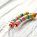 CIJ FREE SHIPPING - Circus Hoops - rainbow multicololor ceramic rondelles, sterling silver black hoops