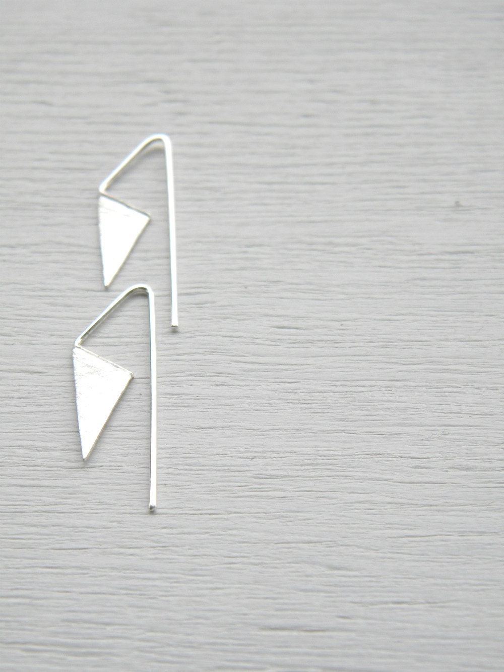 Sterling Silver Geometric Earrings - handmade solid sterling silver dangle geometric earrings, Etsy