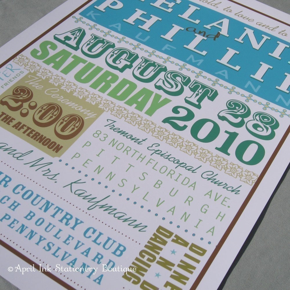 Wedding Reception Rock Poster, Guest Book Alternative