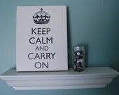 Keep Calm and Carry On in Cream, Red OR Apple Green - 11x14 GALLERY WRAP CANVAS