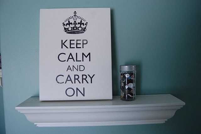 Keep Calm and Carry On in Cream, Red OR Apple Green - 11x14 GALLERY WRAP CANVAS
