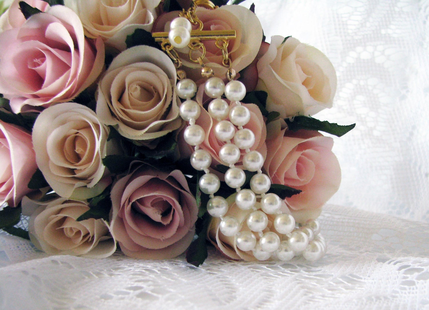Pearl Bracelet ,Three Strands Of Pearls, Knotted Pearls, One Only