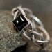 Black Onyx Hand Braided Sterling Silver Ring - Size 8 - square stone
