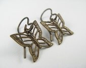 Brass Filigree Butterfly Earrings
