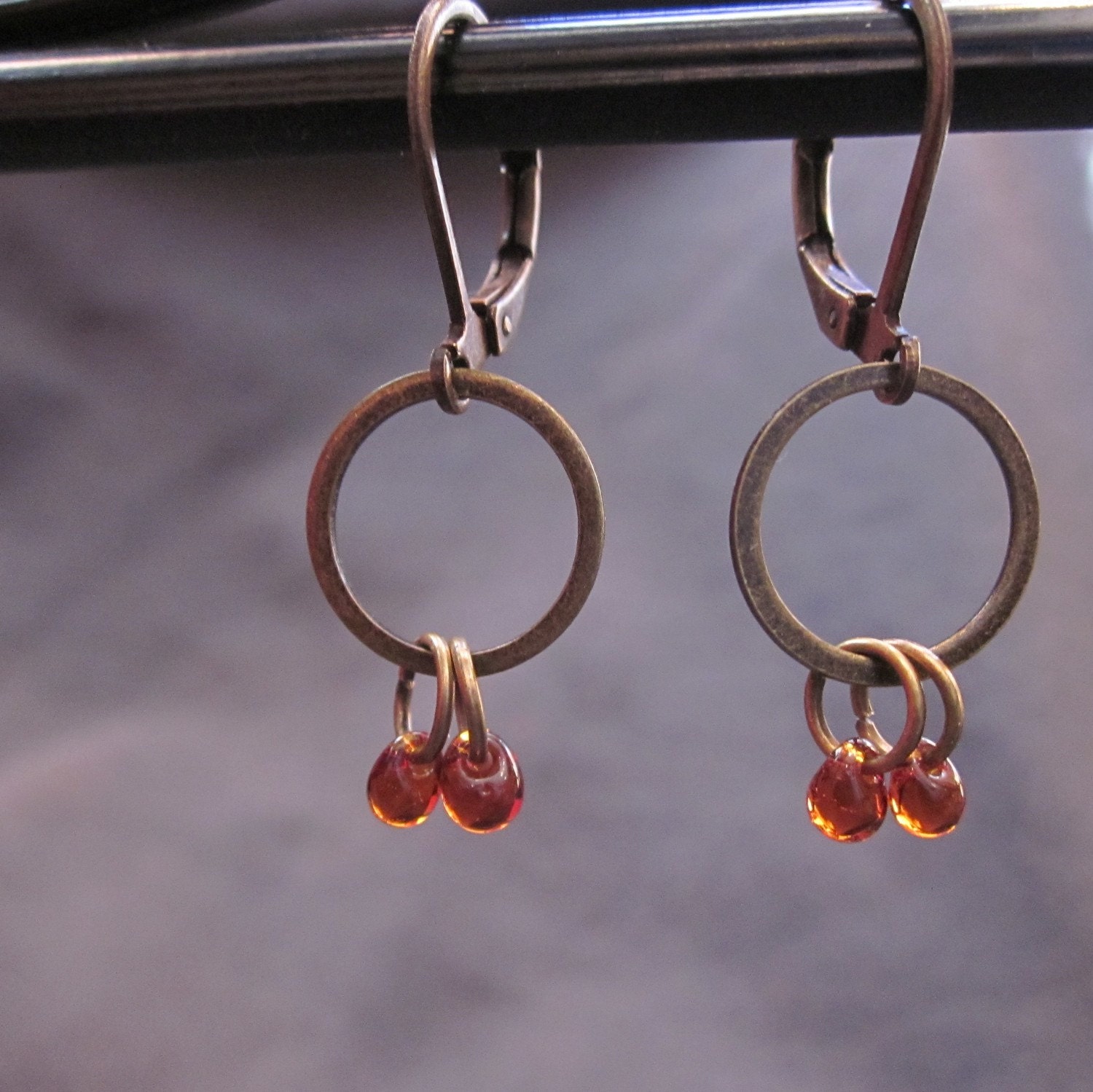 Tiny Drop amber dangle earrings