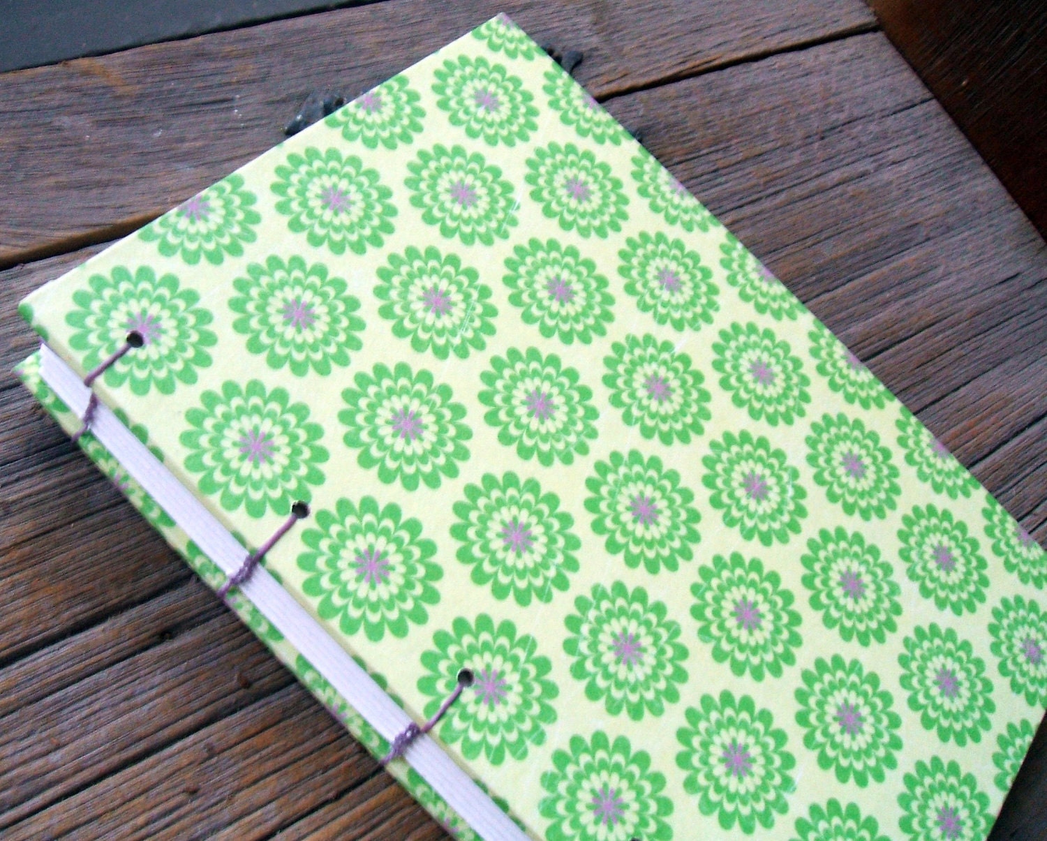Blank Handmade Journal Fun Floral Colorful Print Garden Diary Notebook Coptic Stitch