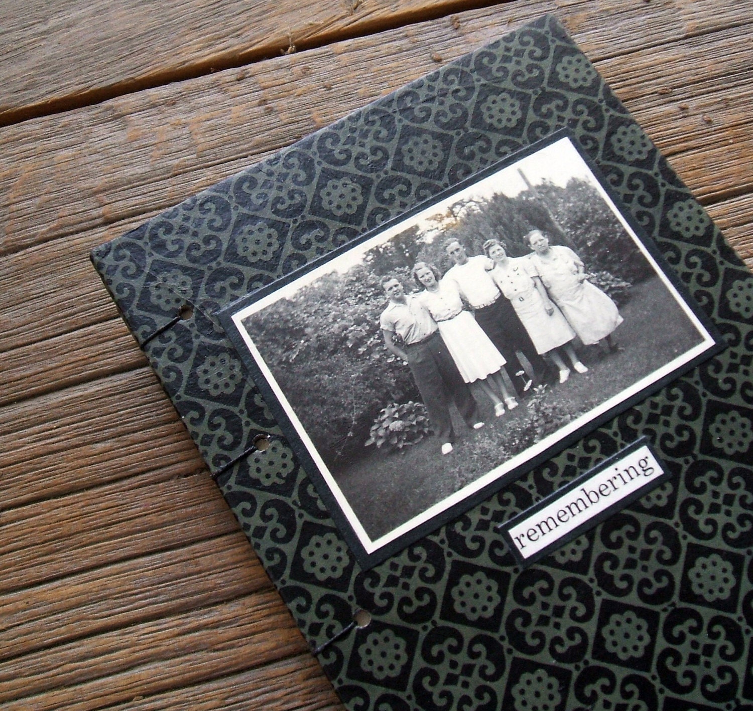 Blank Journal Coptic Stitch Book With Vintage Family Photo Diary Sketchbook