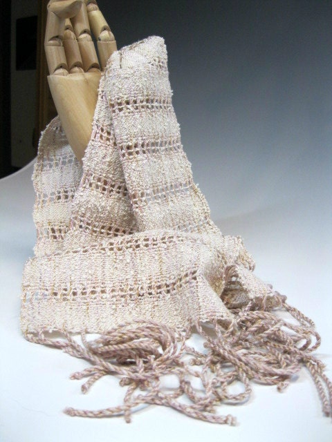 Handwoven Lace Scarf in Silk and Cotton: I'm Blushing