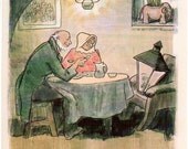 Fairytales of Hans Christian Andersen postcard, Russian vintage post card no. 32, that lamp is the light of their eyes