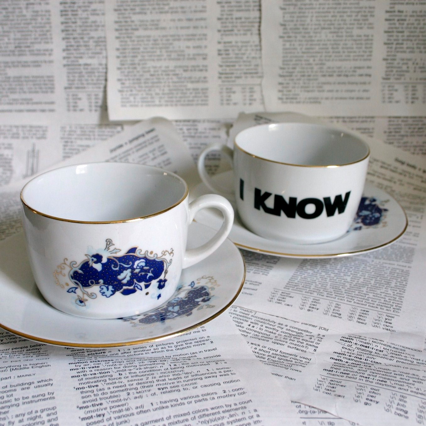 Romania I love you I know Star Wars themed altered vintage teacup and saucer set