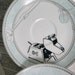 Teal Art Deco Dr Who Themed Altered Vintage Plates Set of Four
