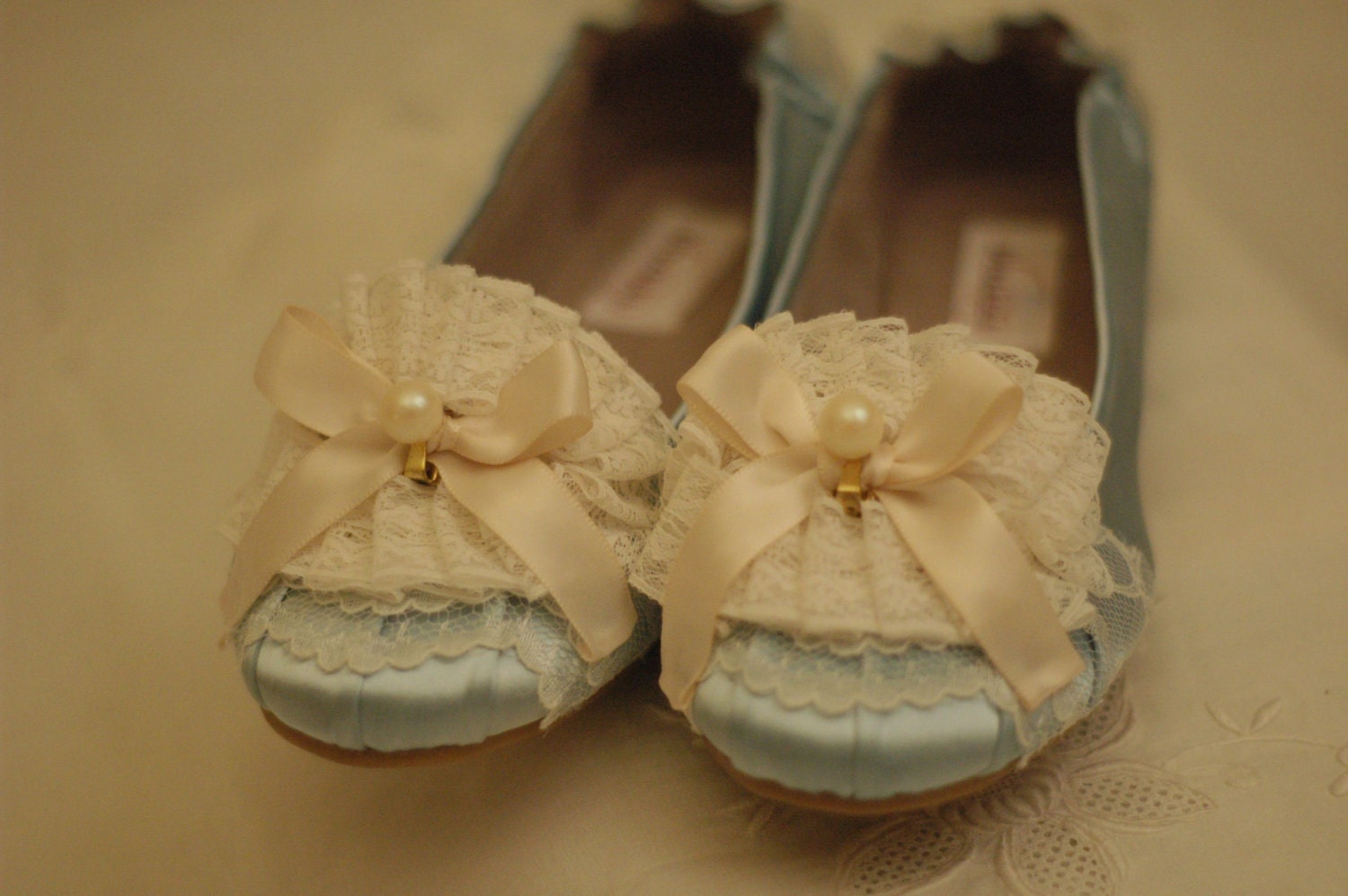 Marie Antoinette Pale Blue & Ivory Ballet Flats