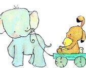 Children's Art -- Keep Rolling 5x7 -- Art Print