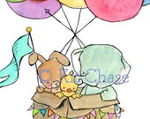 nursery art wall decor---Sky High--11x14 archival art print