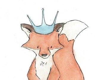 Children's Art -- Royal Fox 5x7 -- Art Print