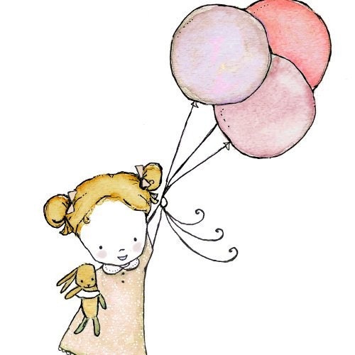 Nursery Art -- Lacy Flygirl in Strawberry and Cocoa brunette 8x10 -- Art Print
