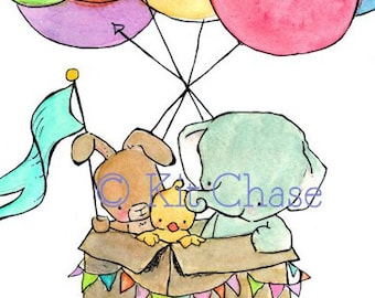 Nursery Art Print for Baby and Chlldren 5x7 Sky High
