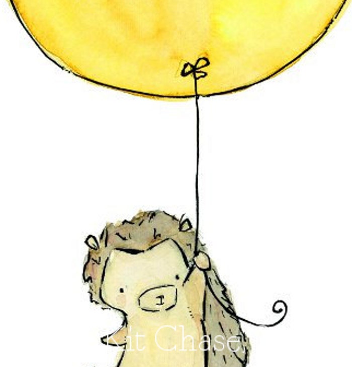 baby nursery art ---My Yellow Balloon--8x10 Archival Art Print