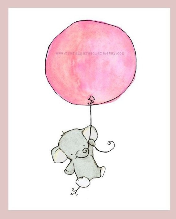 Flying High 8X10 Nursery Print Girlie Pink