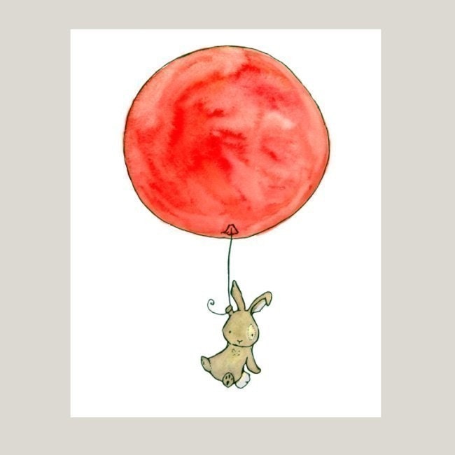 BUNNY BALLOON 8x10 Archival Print