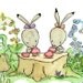 Children's Art Print The Bunny Tea Party  5x7