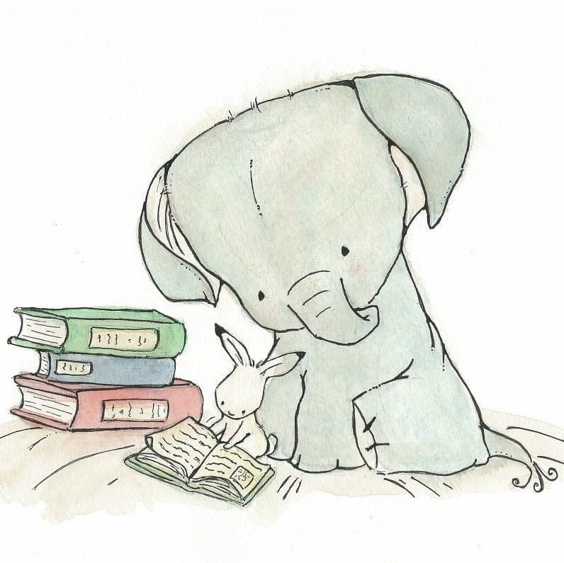 Children's Art -- Read With Me 8x10 -- Art Print