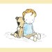 baby boy nursery art -- Best Buddies blond boy-- 5x7 Archival Art Print