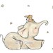 Children's Art Print 5x7 Wish Upon A Star Elephant and Rabbit