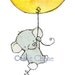 Children's Art Print -- 11x14 -- Flying High Elephant with a honey mustard balloon