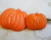 Thanksgiving Pumpkin Hair Bobby Pins, Autumn Pumpkins Bobby Pins, Set of 2