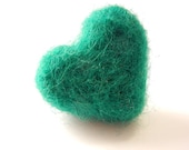 Forest Green Heart, Hand Felted Brooch, Emerald Green Heart Pin, Pantone 2013 Colour of the Year