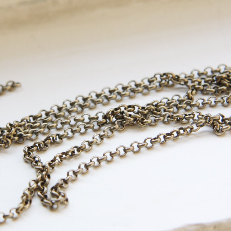 3 Feet Brass Oxidized Brass Base Chains-Rolo 3mm