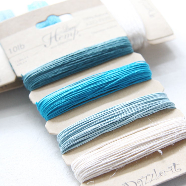 1 Package of Shades of Aqua Hemp -  4 colors of  41.9 feet -  0.5mm -10lb (101010)