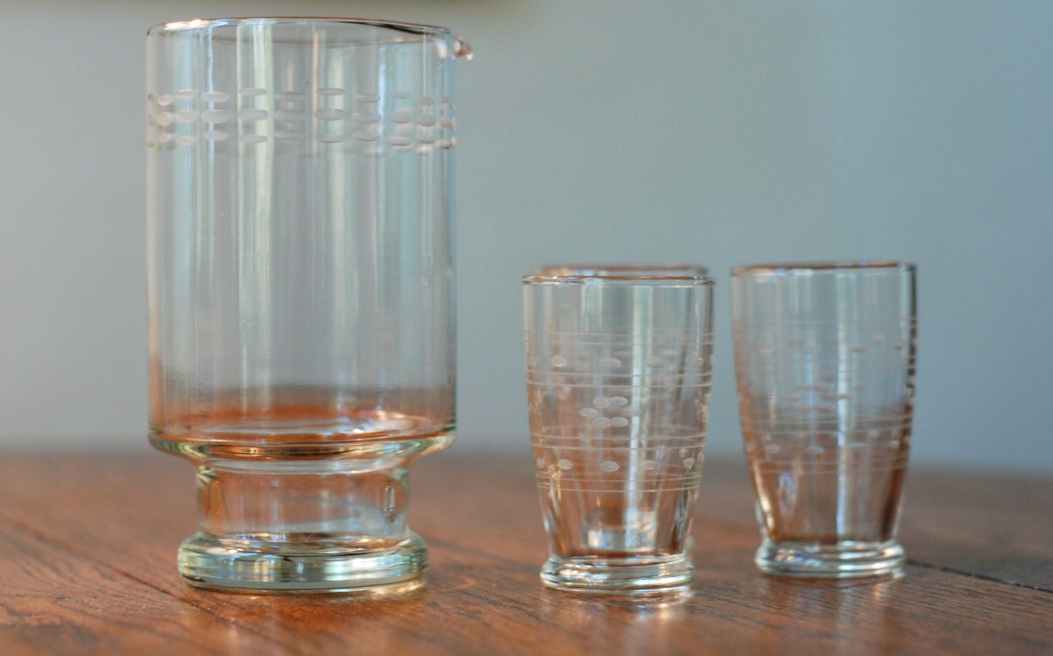 Vintage Glass Juice Serving 4 Piece Set