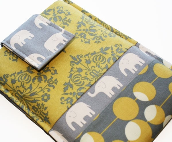 iPad Case, Ipad Cover,nook tablet,Ipad Sleeve, Ipad 2, table accessories - Holder - Techee Geekery Gadget Case in Elegant Elephants