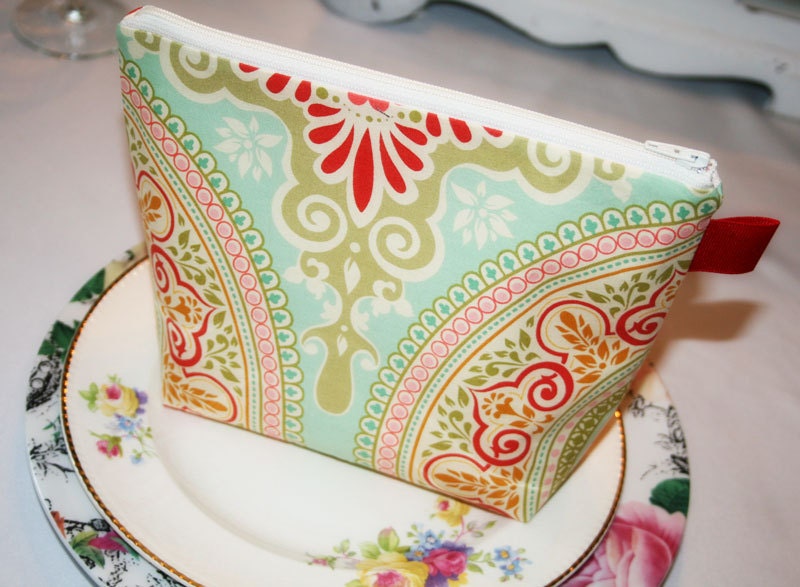 Cosmetic Bag, Zipper Top Pouch, Zipper makeup Bag in Raspberry Sorbet