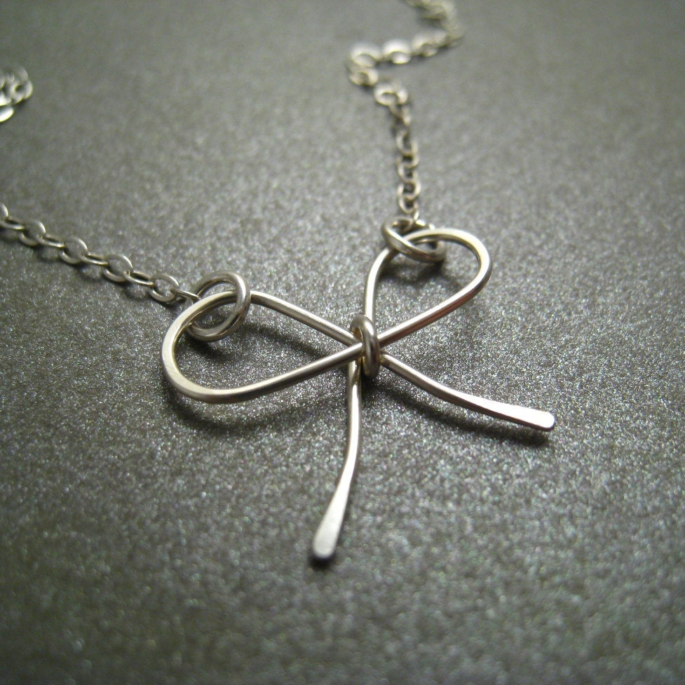 Sterling Silver Necklace - Silver Bow - Simple Modern Minimal Necklace