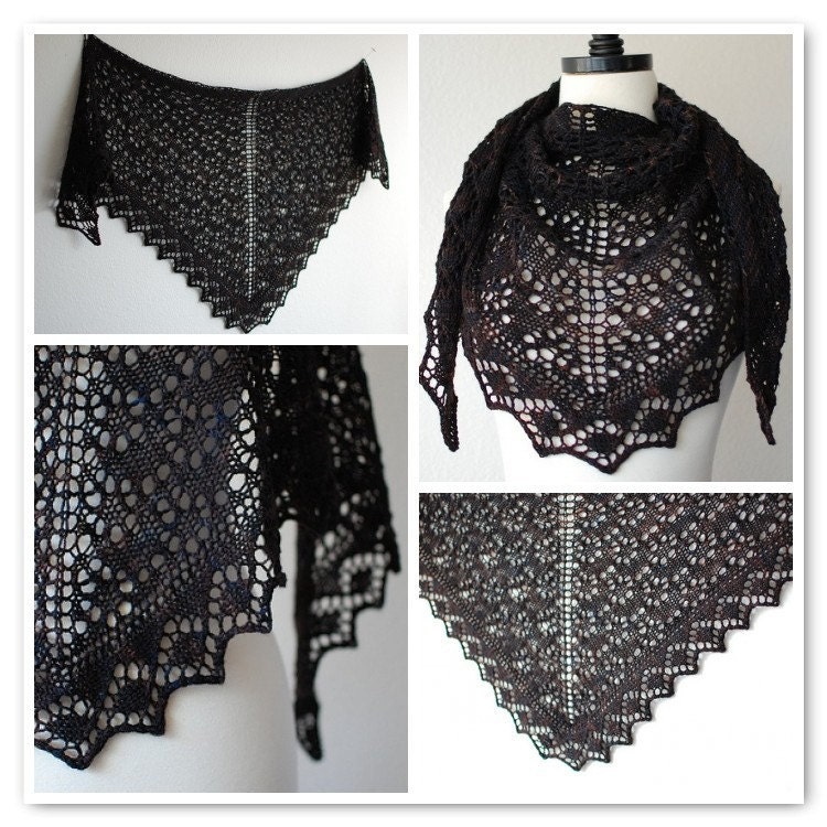 Knitting Pattern PDF / Fleurdelise One Skein Triangle Shawl