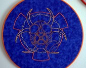 Hand Embroidered Biohazard in 12 inch Hoop