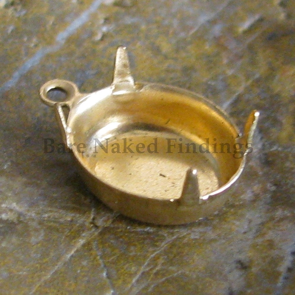 Oval Brass Closed Back Prong 1 Ring 12x10 Stone Setting 1002 - 12 Pieces