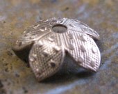 12 Raw Brass 10mm Polka Dot Flower Leaf Bead Cap Large 1272