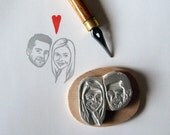Custom / couple portrait / handcarved rubber stamp