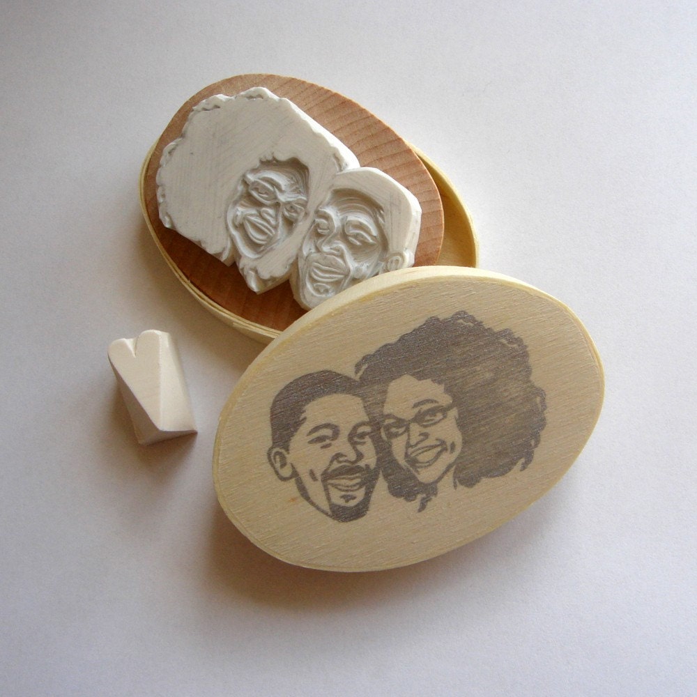 Custom / double face / handcarved rubber stamp
