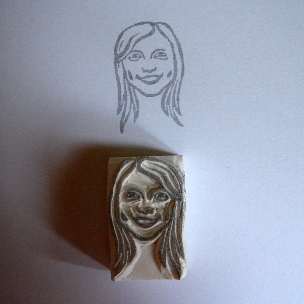 Custom / portrait / handcarved rubber stamp