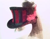 SALE - Delilah Top Hat - Red on Black