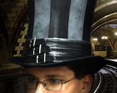 SALE - COUNT Tall Top Hat Striped faux leather CUSTOM