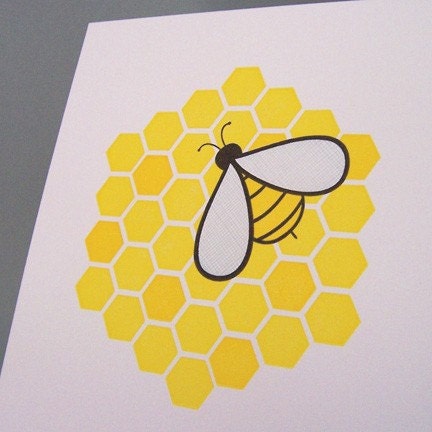 Busy Bee Letterpress Print