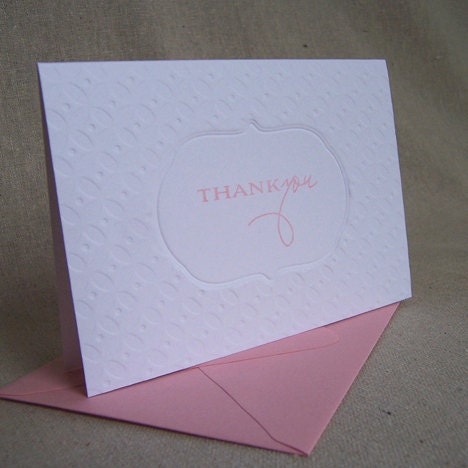 Pink Embossed Thank You Notes - Set of 6