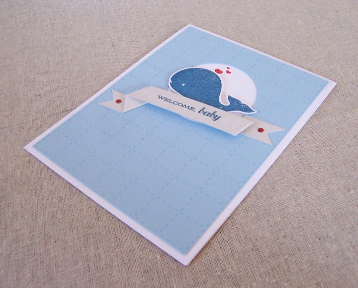 Little Blue Whale Baby Card