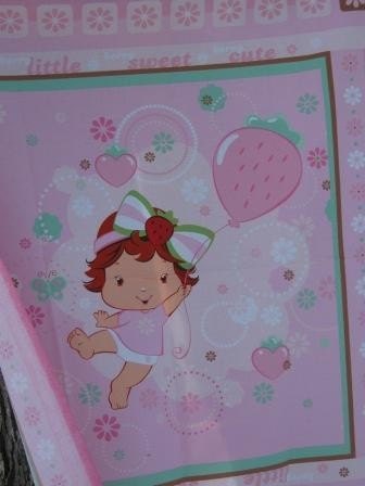 SALE Strawberry Shortcake Baby Quilt Panel Fabric